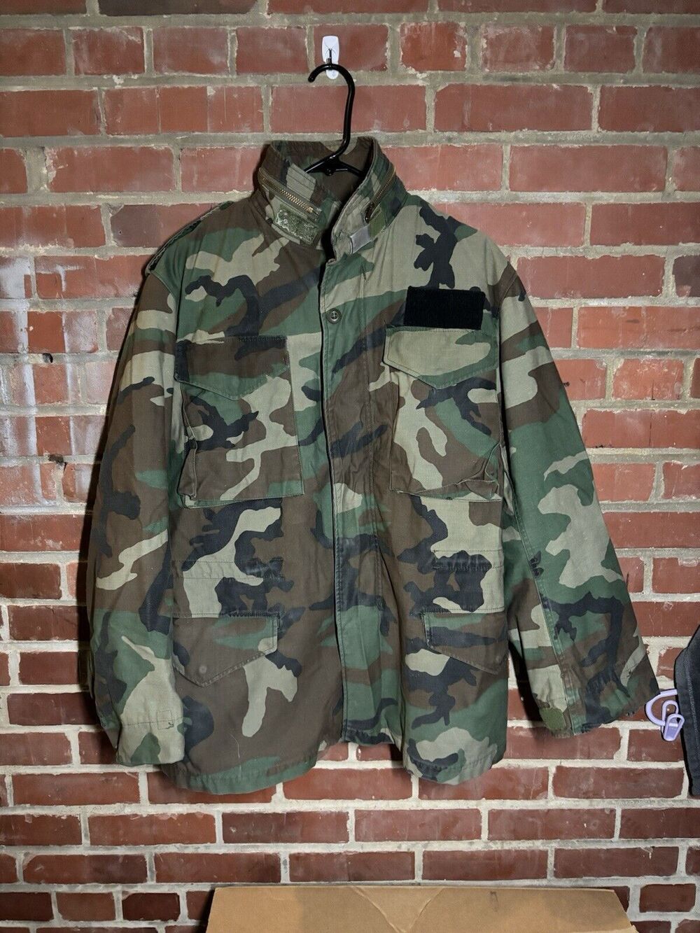 US Army Military Woodland Camo Cold Weather Field Coat Jacket With Liner Men M